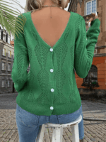 MALHA DECOTE EM V C/ BOTOES COSTAS VERDE ELLA BY TAM - TAM U - Image 2