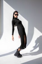 ELLA BY TAM <BR><BR> VESTIDO STRETCH MEIA GOLA C/ MANGA PRETO - Image 3