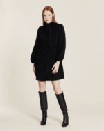 PEPALOVES <BR><BR>VESTIDO BOMBAZINE BOTÕES CORAÇÃO - PRETO