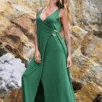 VESTIDO TRAÇADO COM CINTO VERDE TROPICAL BRASIL - TAM U