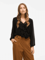 VILA <BR><BR>VIANE FRILL TOP - ROSE / GREEN / BLACK / WHITE - Image 14