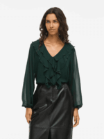 VILA <BR><BR>VIANE FRILL TOP - ROSE / GREEN / BLACK / WHITE - Image 10