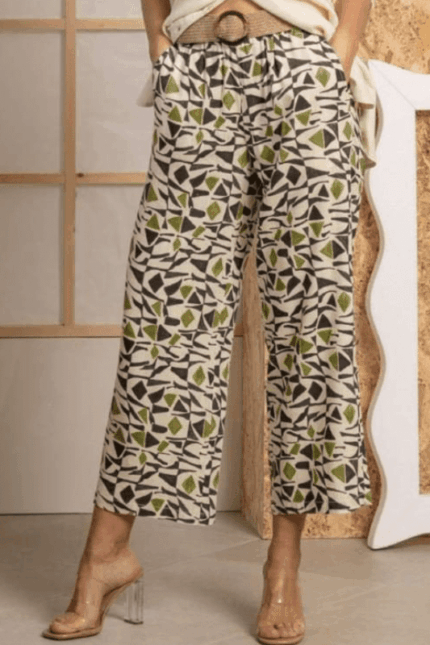 CALÇA ESTAMPADA LINHO VERDE ROBERTO BASSI