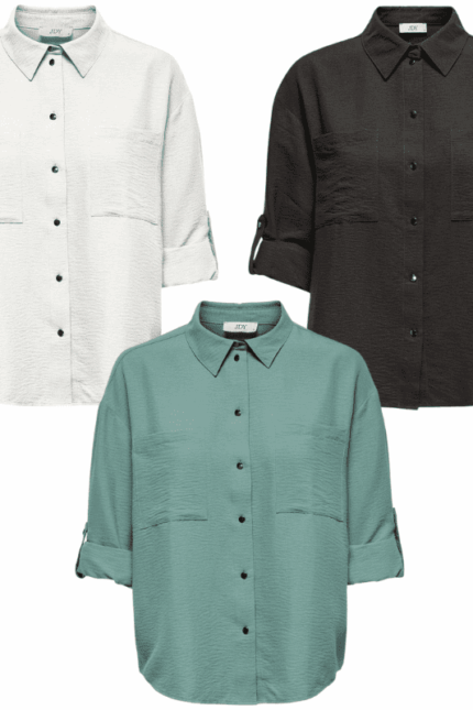 JDY <BR><BR> CAMISA VIGGA - Regular Fit - GREEN / CHOCOLATE / WHITE