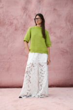 VILA <BR><BR> VIHYLDE LACE PANTS - Loose Fit - White Cloud Dancer