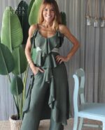 CONJUNTO CALÇA E TÚNICA DE FOLHOS VERDE MARIA CATITA - TAM U - Image 3