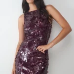 BALMOHK <BR><BR> MINI DRESS SEQUINS BURGUNDY