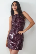 BALMOHK <BR><BR> MINI DRESS SEQUINS BURGUNDY
