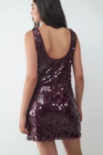 BALMOHK <BR><BR> MINI DRESS SEQUINS BURGUNDY - Image 2