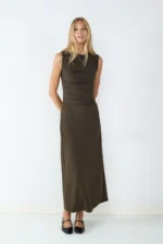 BALMOHK <BR><BR> MIDI DRESS BLACK / TURKISH COFFEE - Image 5