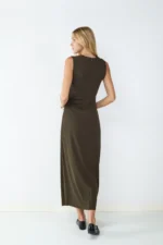 BALMOHK <BR><BR> MIDI DRESS BLACK / TURKISH COFFEE - Image 6