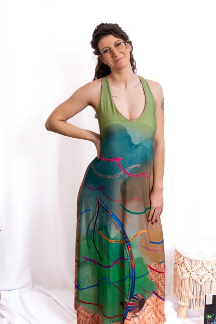 VESTIDO VERDE BAHIA TROPICAL BRASIL - TAM U