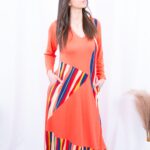 VESTIDO CORAL COM RISCAS COLORIDAS TROPICAL BRASIL - TAM U