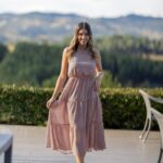 VESTIDO FOLHO FUNDO LARANJA COM BOLAS AZUIS CAFOFO