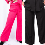 CALÇA DIREITA CÓS ALTO - ROSA / PRETO CAFOFO