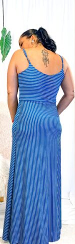 VESTIDO AZULÃO COM RISCAS AMARELAS TROPICAL BRASIL - TAM U - Image 2