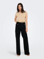 ONLY <BR><BR>JEANS ONLMADELINE HW HD POCKET GUA554 - Wide Leg - BLACK - Image 2