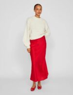 VILA <BR><BR> VIELLETTE HW MIDI SKIRT - VERMELHO Barbados Cherry / AZUL MARINHO Blue Navy / AMEIXA Purple - Image 2