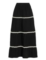 VILA <BR><BR> VIMANDA WAVY MAXI SKIRT - BLACK / WHITE - Image 3