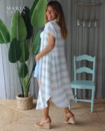 VESTIDO TÚNICA BRANCO COM DETALHES AZUIS MARIA CATITA - TAM U - Image 3