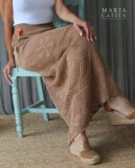 SAIA MALHA COMPRIDA COM TRANSPARÊNCIAS CASTANHA MARIA CATITA - TAM U - Image 2