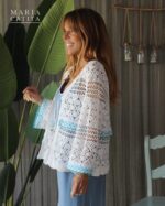 CONJUNTO MACACÃO AZUL COM CASACO DE MALHA BRANCO - MARIA CATITA - TAM U - Image 3