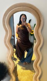 ELLA BY TAM<BR><BR>VESTIDO ACETINADO RENDA - CHOCOLATE - TAM L/XL