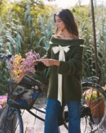 MAÏTTÈ <BR><BR>CAMISOLA LÃ COM LAÇO MAXI - VERDE - TAM U