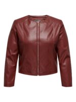 CASACO CARMAKOMA - CARECHO FAUX LEATHER JACKET OTW -  Red - Syrah - Image 2