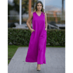 MACACÃO OVERSIZE LAÇO COSTAS ROSA LILAS CAFOFO - TAM XXL