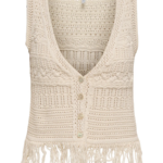 ONLY <BR><BR> ONLALIX FRINGE WAISTCOAT ECRU