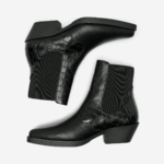 ONLY <BR><BR>ONLBRONCO SHORT COWBOY BOOT - BLACK