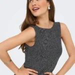 ONLY <BR><BR> ONLEA GLITTER 2 WAYS TOP - BLACK