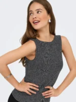 ONLY <BR><BR> ONLEA GLITTER 2 WAYS TOP - BLACK