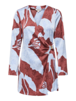 ONLY <BR><BR> ONLFREYLIA CHIGO SHORT WRAP DRESS - HOT CHOCOLATE MEGA IRIS - Image 2