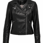 ONLY <BR><BR>CASACO - ONLGEMMA FAUX LEATHER BIKER - BLACK