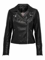 ONLY <BR><BR>CASACO - ONLGEMMA FAUX LEATHER BIKER - BLACK