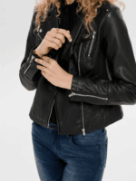 ONLY <BR><BR>CASACO - ONLGEMMA FAUX LEATHER BIKER - BLACK - Image 4