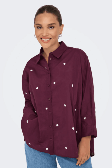 ONLY <BR><BR>CAMISA ONLNEW LINA GRACE - BURGUNDY