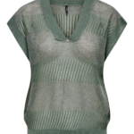 ONLY <BR><BR> ONLNOELLE STRUCTURE GLITTER V-NECK - LAUREL SILVER GLITTER / SUNLIGHT GOLD GLITTER
