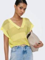 ONLY <BR><BR> ONLNOELLE STRUCTURE GLITTER V-NECK - LAUREL SILVER GLITTER / SUNLIGHT GOLD GLITTER