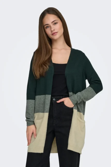 ONLY <BR><BR> ONLQUEEN LONG CARDIGAN - GREEN