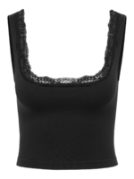 ONLY <BR><BR> ONLVICKY LACE SINGLET SQUARE NECK BLACK / WHITE / PEACH - Image 4