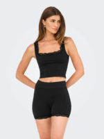 ONLY <BR><BR> ONLVICKY LACE SINGLET SQUARE NECK BLACK / WHITE / PEACH - Image 2