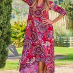 VESTIDO BURGUNDY ÉTNICO TROPICAL BRASIL