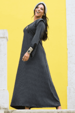 VESTIDO CINZA ESCURO COM BOLAS TROPICAL BRASIL - TAM U