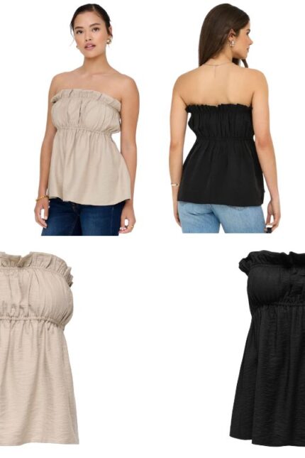 TOP ONLY - ONLLINO RUFFLE BANDEAU TOP