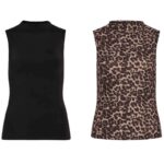 VILA <BR><BR> VILEOA FUNNEL NECK TOP - BLACK / ANIMAL PRINT - Image 13
