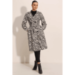 TRENCH COAT ESTAMPADO C/ GOLA DUPLA CRU/PRETO ELLA BY TAM