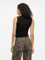 VILA <BR><BR> VILEOA FUNNEL NECK TOP - BLACK / ANIMAL PRINT - Image 8